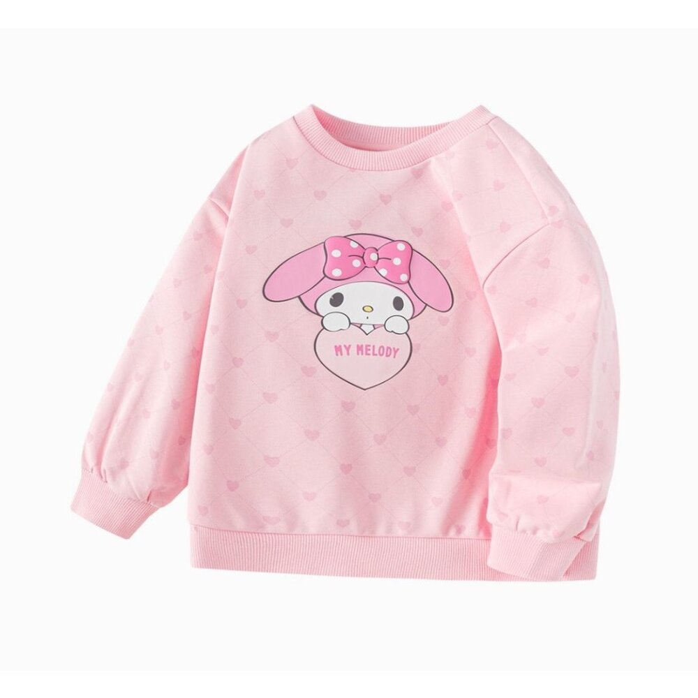 Sanrio My Melody Pink Heart Print Sweatshirt Girls 7-8Y Kawaii Crewneck NWT 28